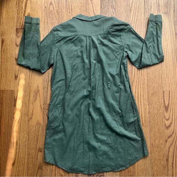 H&M Olive Green Utility Shirt Cotton Long Sleeves Dress Girl’s Size 18 (XXL) - Picture 6 of 7